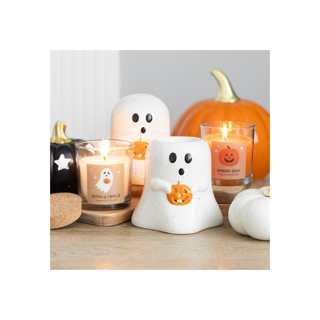 Ghost Shaped Tealight Candle Holder with Pumpkin