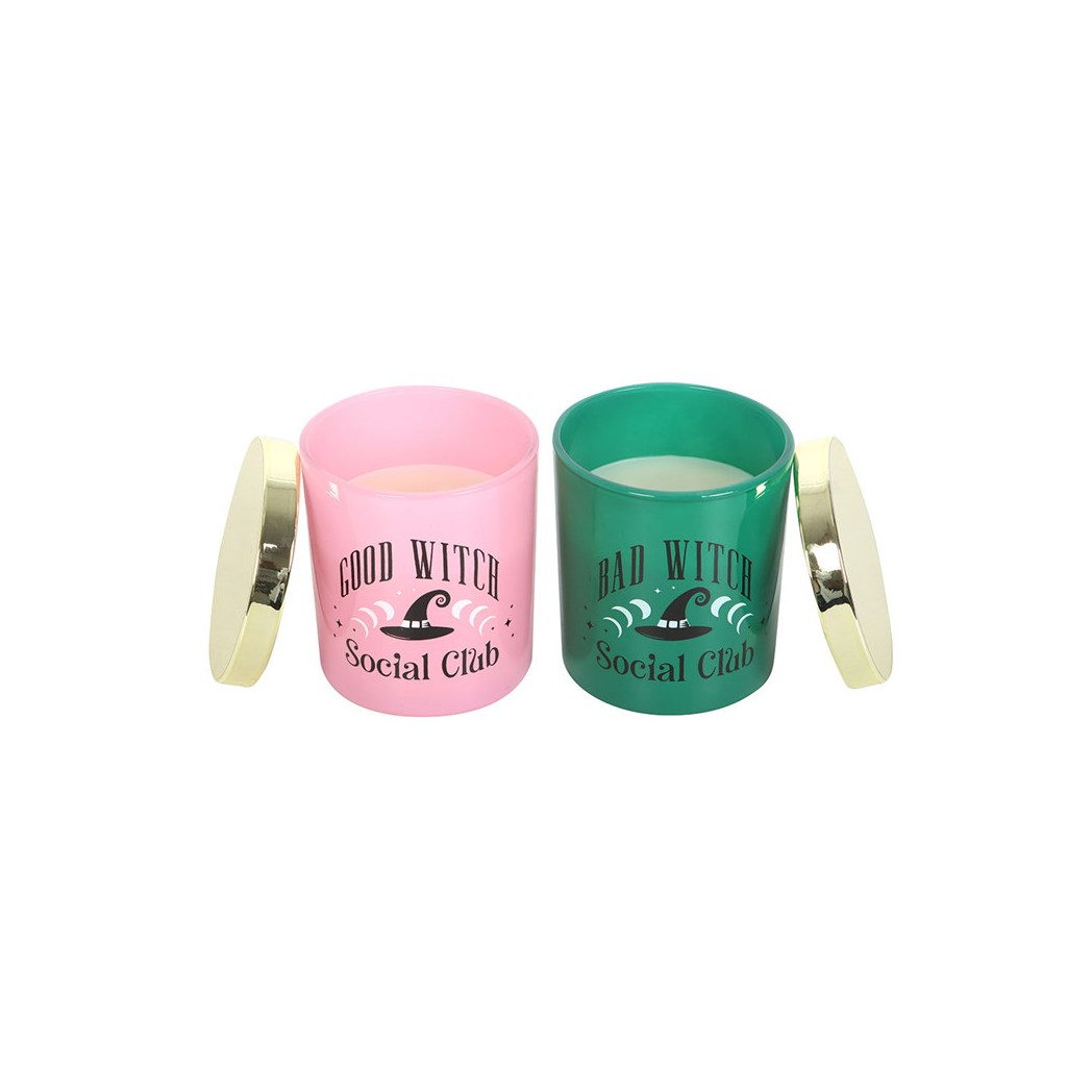 Set of 2 Good Witch and Bad Witch Scented Glass Candles
