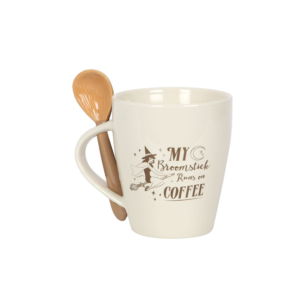 My Broomstick Runs on Coffee Mug and Spoon Set