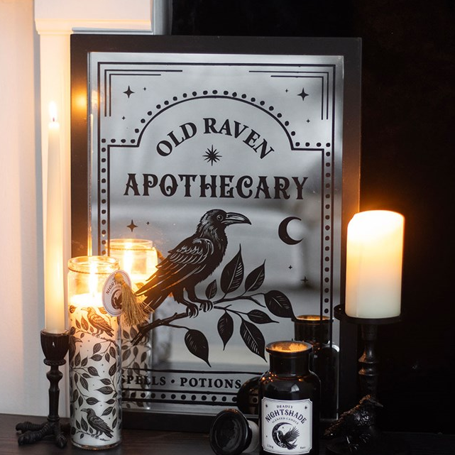 Mystic Raven Pillar Candle Holder