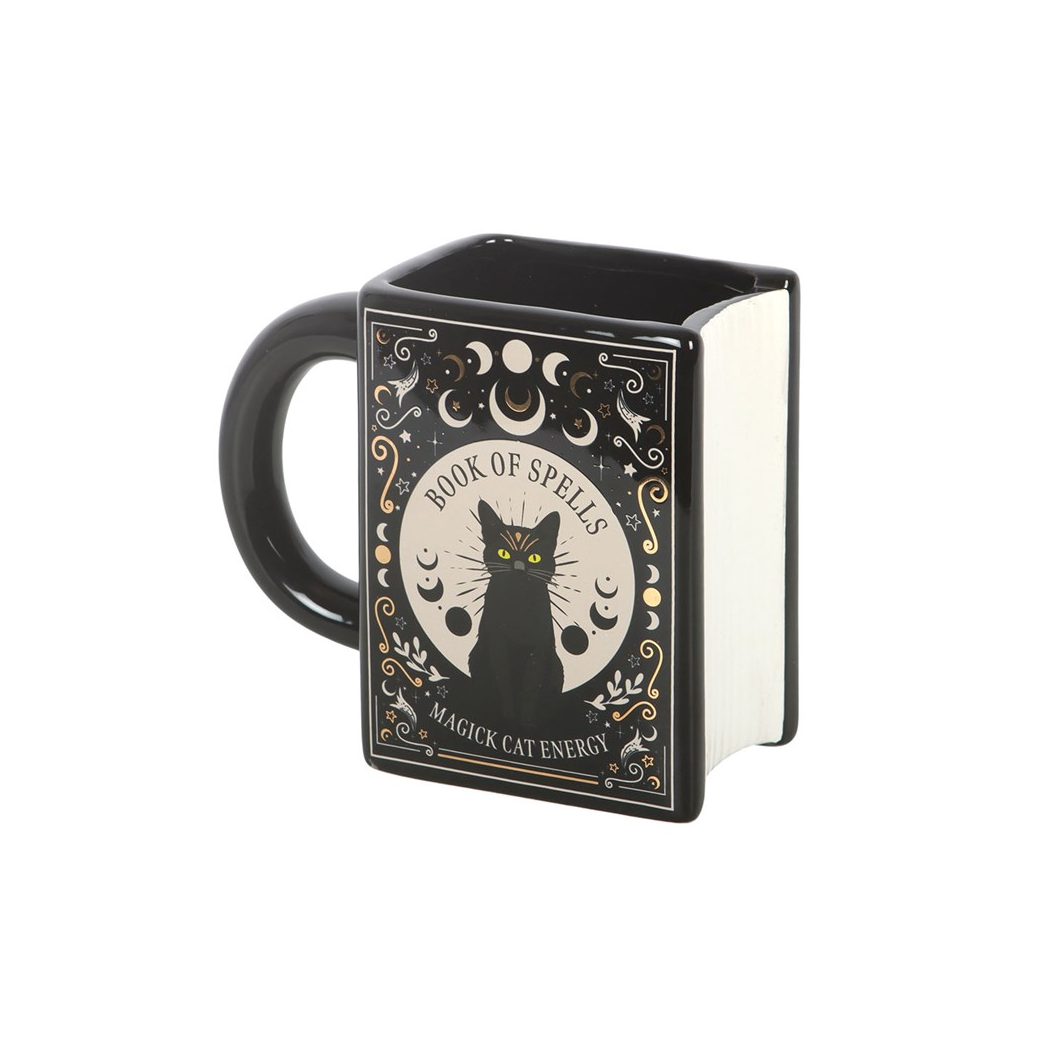 Black Cat Magick Book of Spells Book Shaped Mug