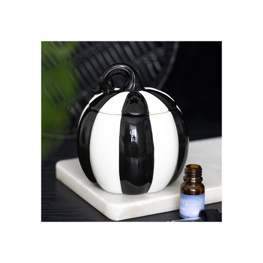 Black and White Striped Pumpkin Oil Burner