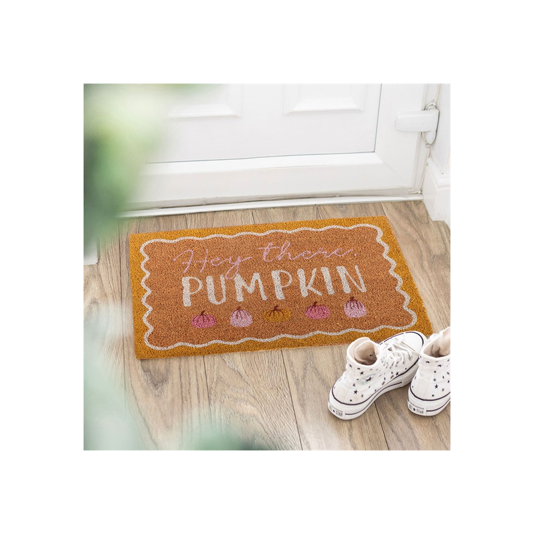 Natural Hey There Pumpkin Doormat