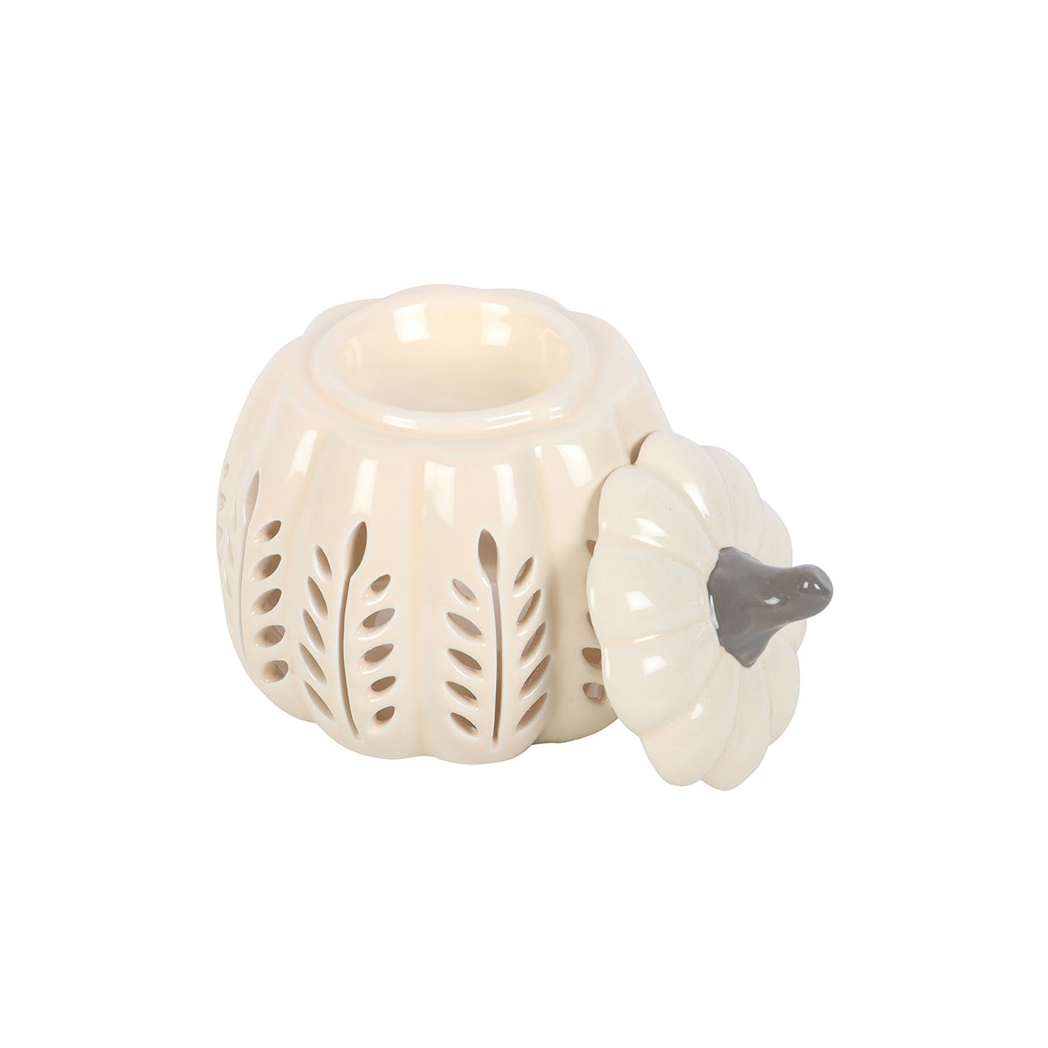 Cream Leaf Cut Out Pumpkin Oil Burner and Wax Warmer