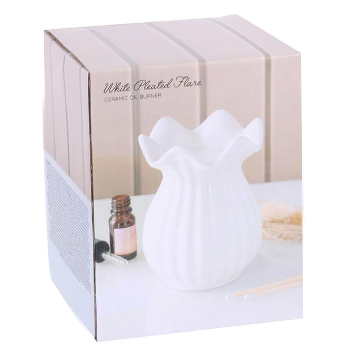 White Pleated Flare Oil Burner