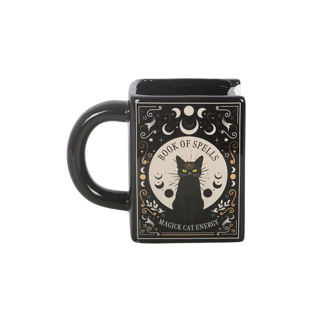 Black Cat Magick Book of Spells Book Shaped Mug