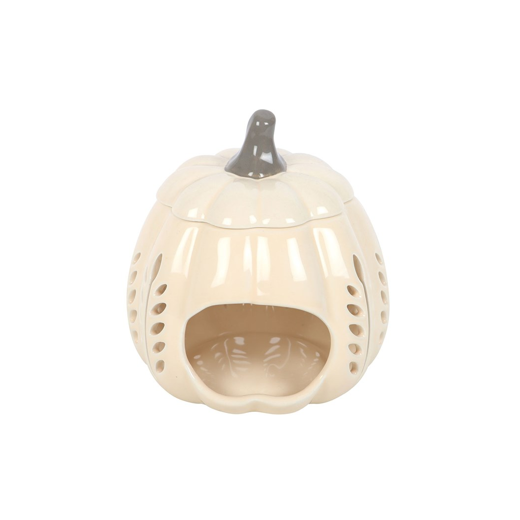 Cream Leaf Cut Out Pumpkin Oil Burner and Wax Warmer