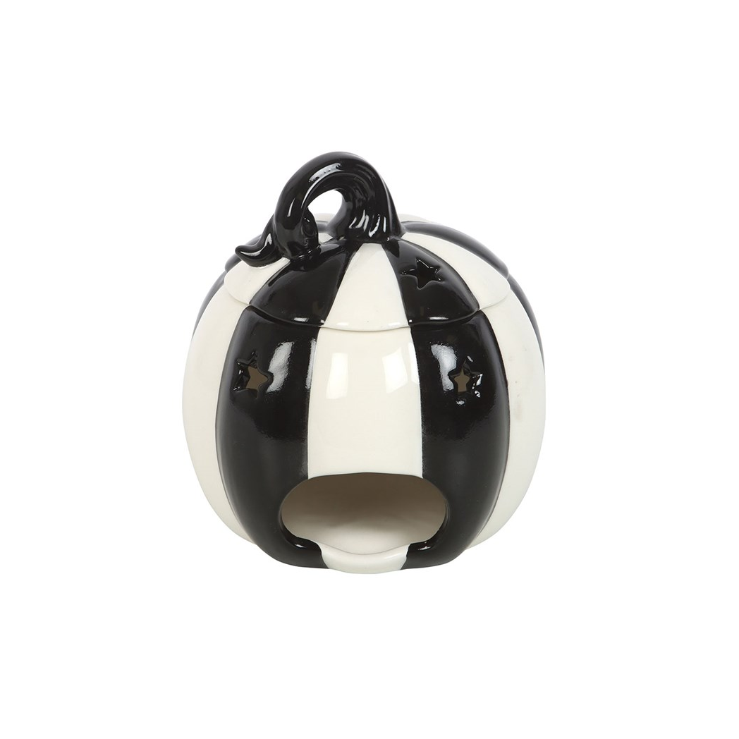 Black and White Striped Pumpkin Oil Burner