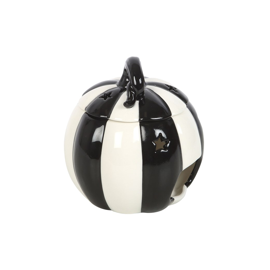 Black and White Striped Pumpkin Oil Burner