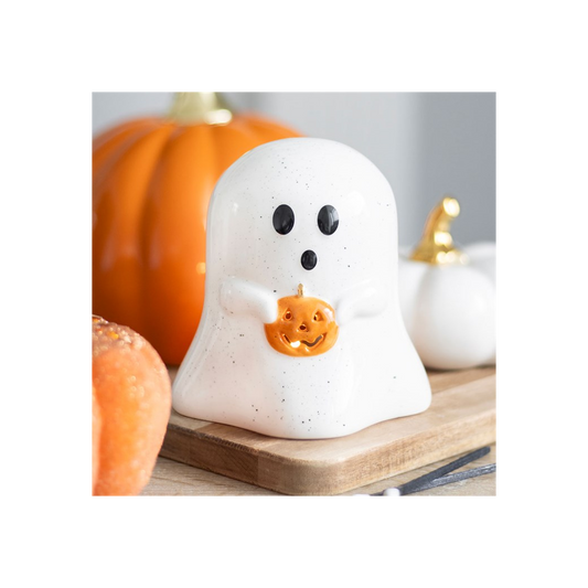 Ghost Shaped Tealight Candle Holder with Pumpkin