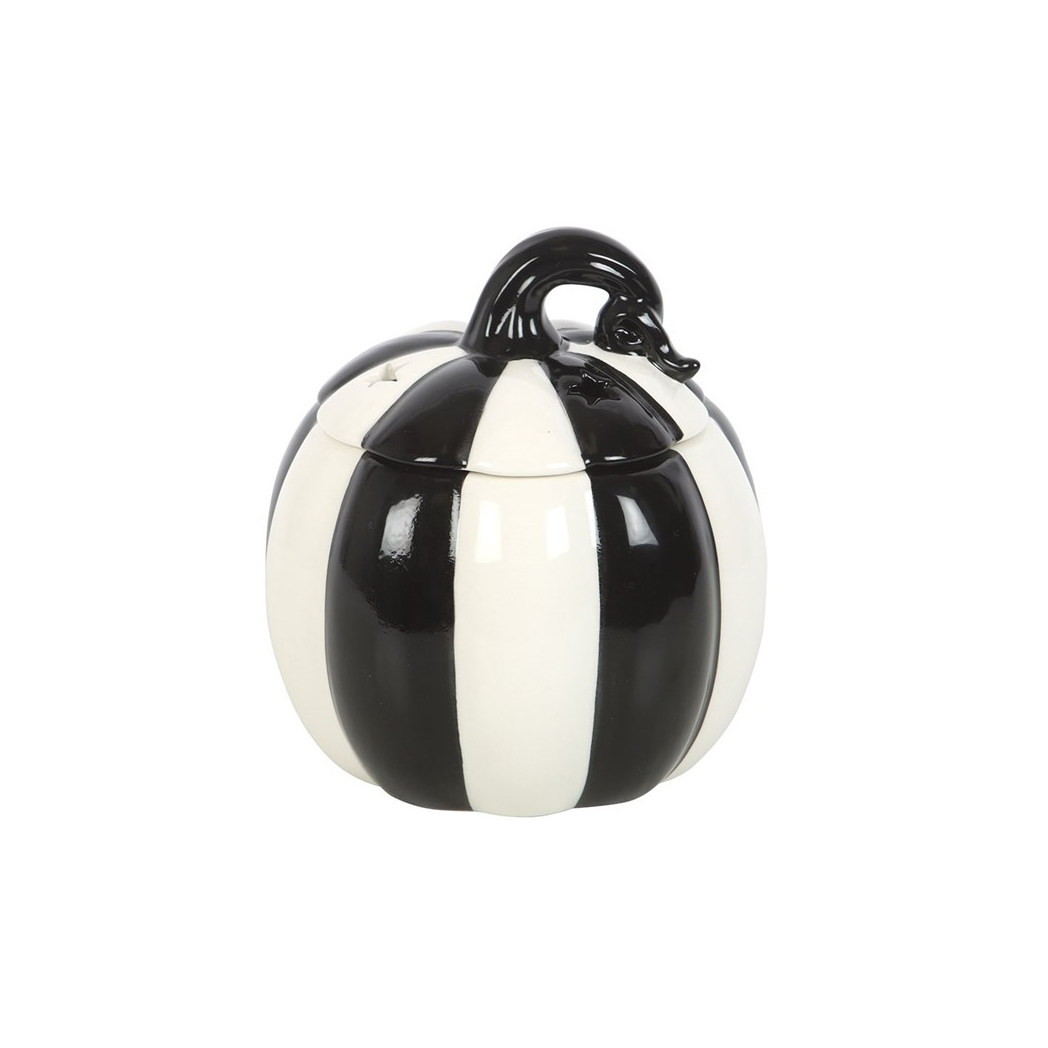 Black and White Striped Pumpkin Oil Burner