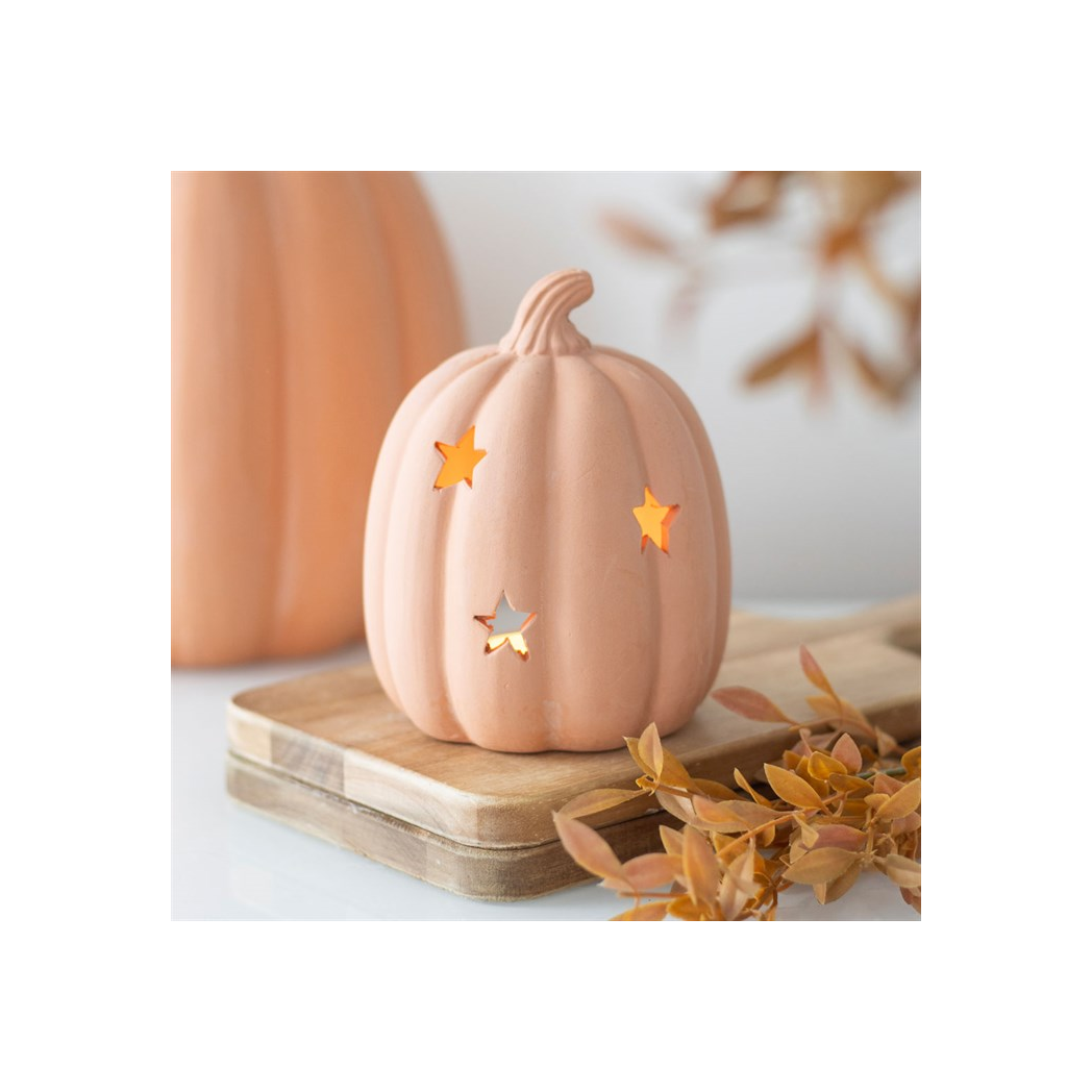 9cm Terracotta Pumpkin Tealight Holder