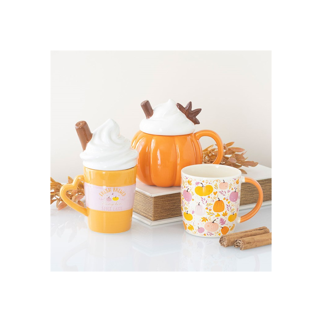 Pink and Orange Pumpkin Print Mug