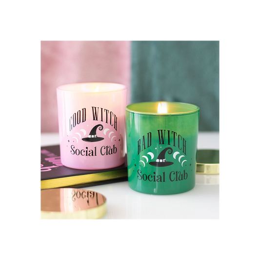Set of 2 Good Witch and Bad Witch Scented Glass Candles