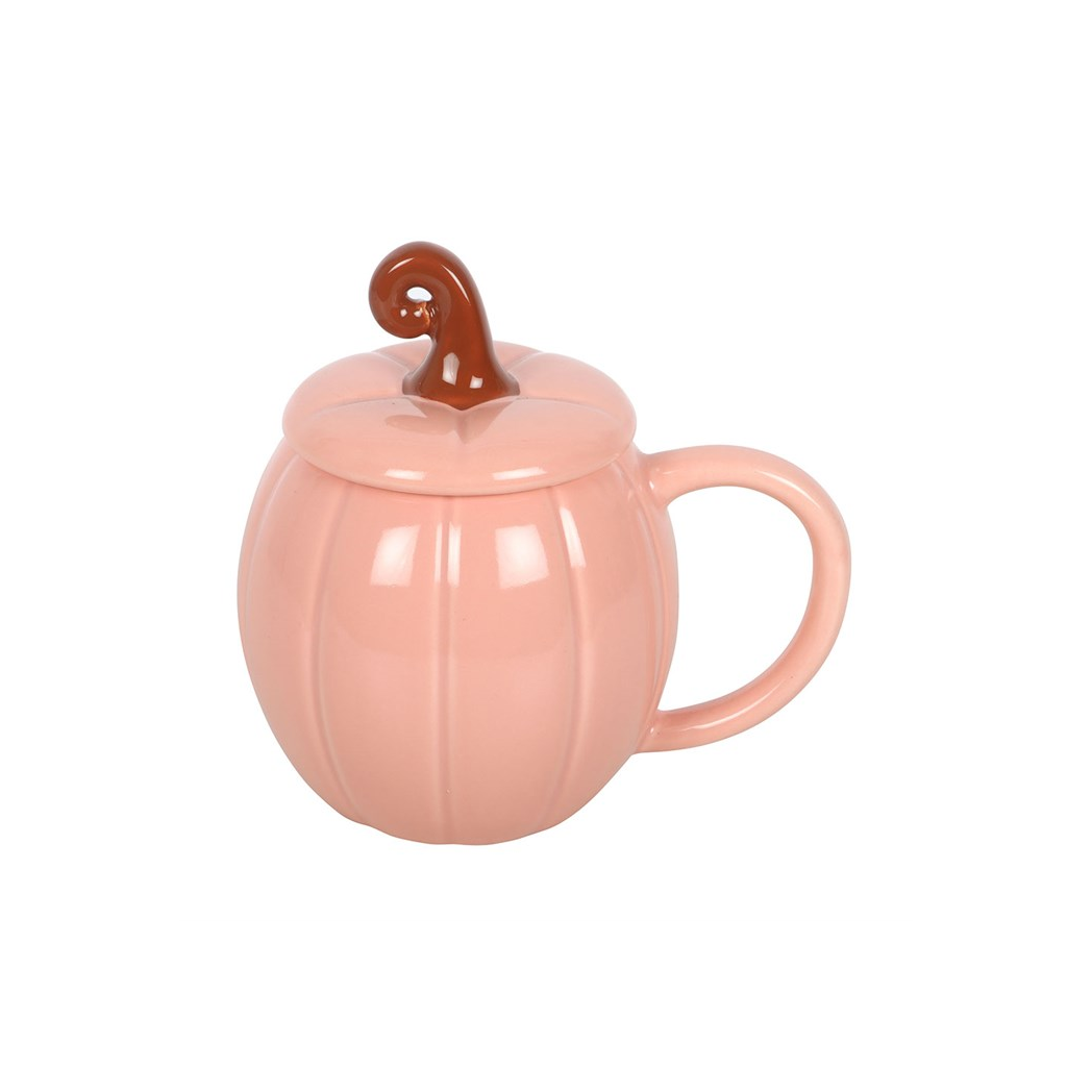 Pink Curly Pumpkin Lidded Mug