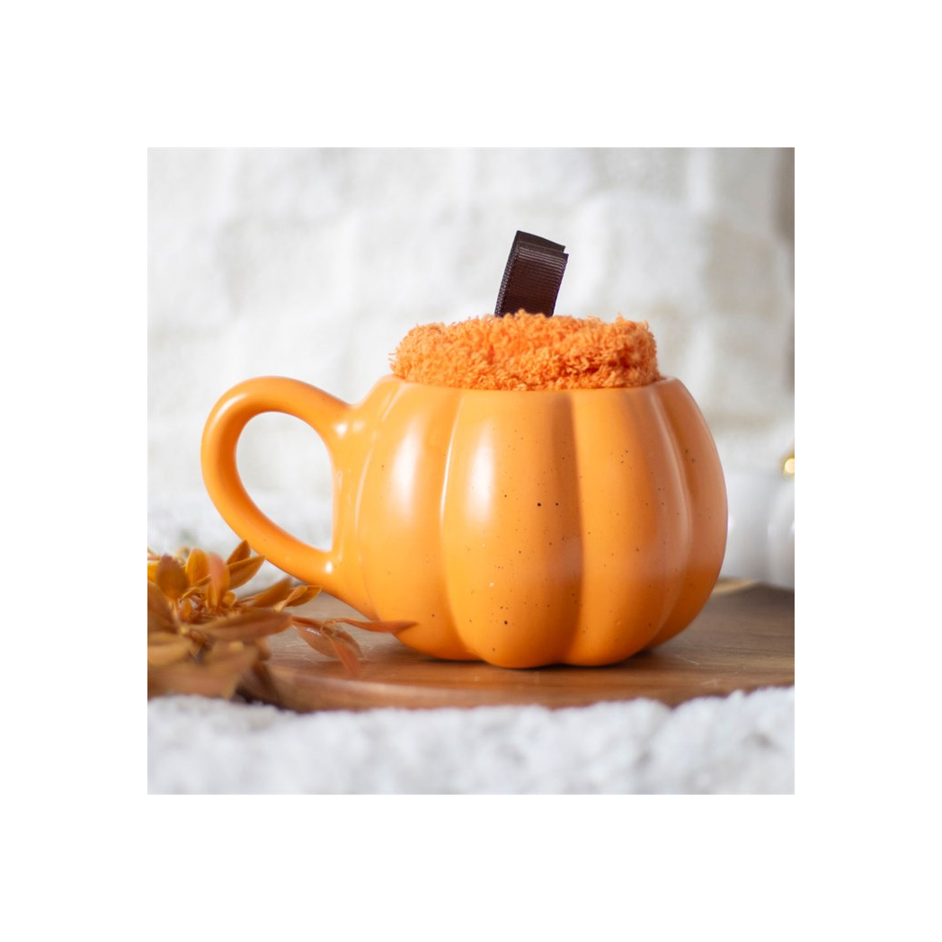 Pumpkin Shaped Mug and Socks Set