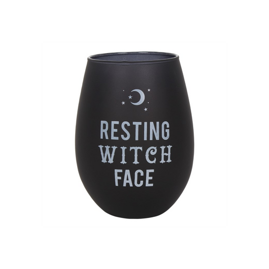 Resting Witch Face Stemless Wine Glass