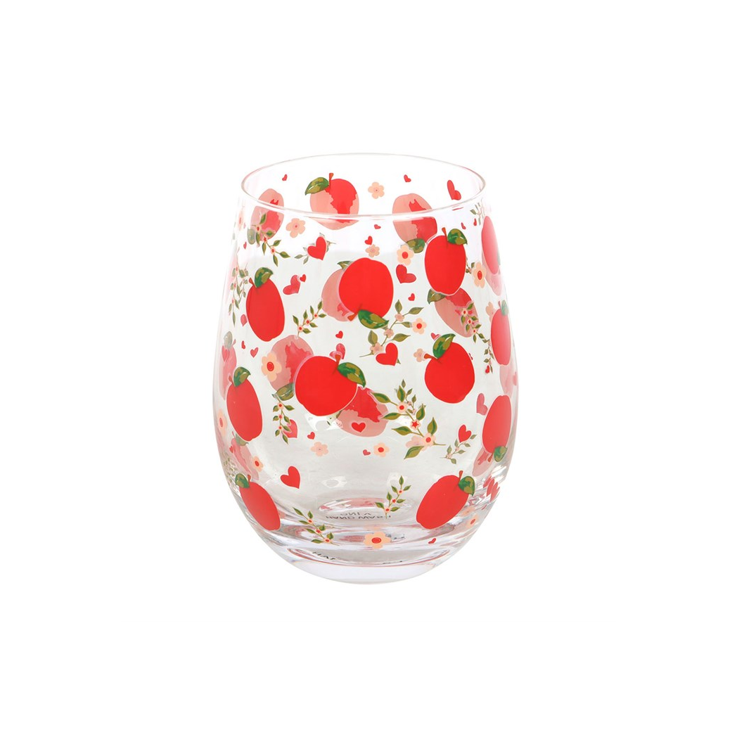 Apple Print Stemless Glass