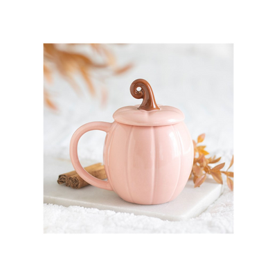 Pink Curly Pumpkin Lidded Mug