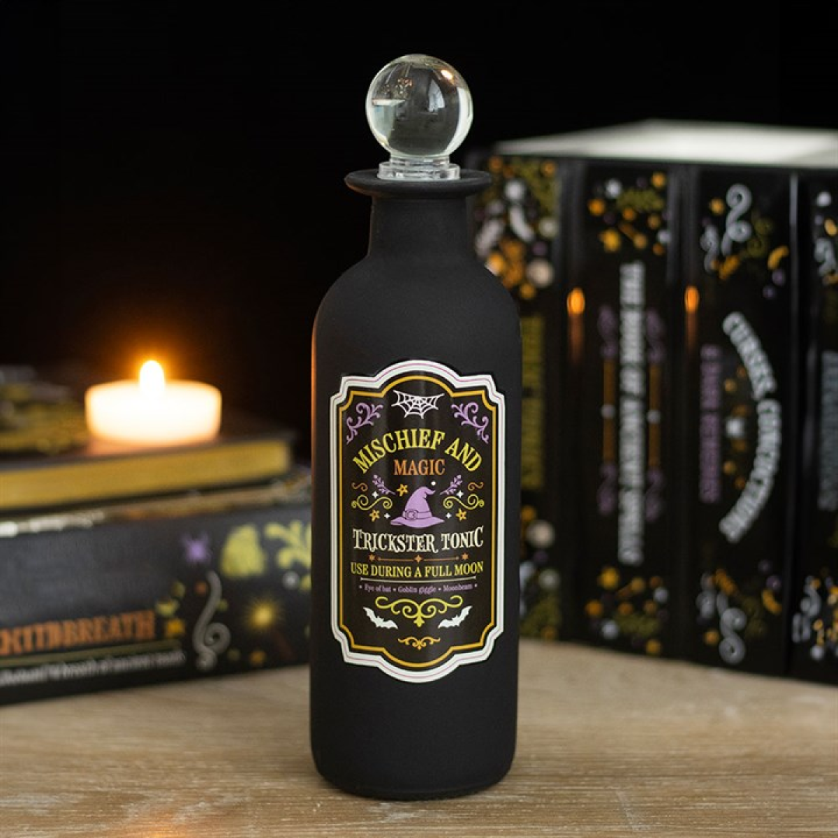 Mischief and Magic Decorative Glass Potion Bottle