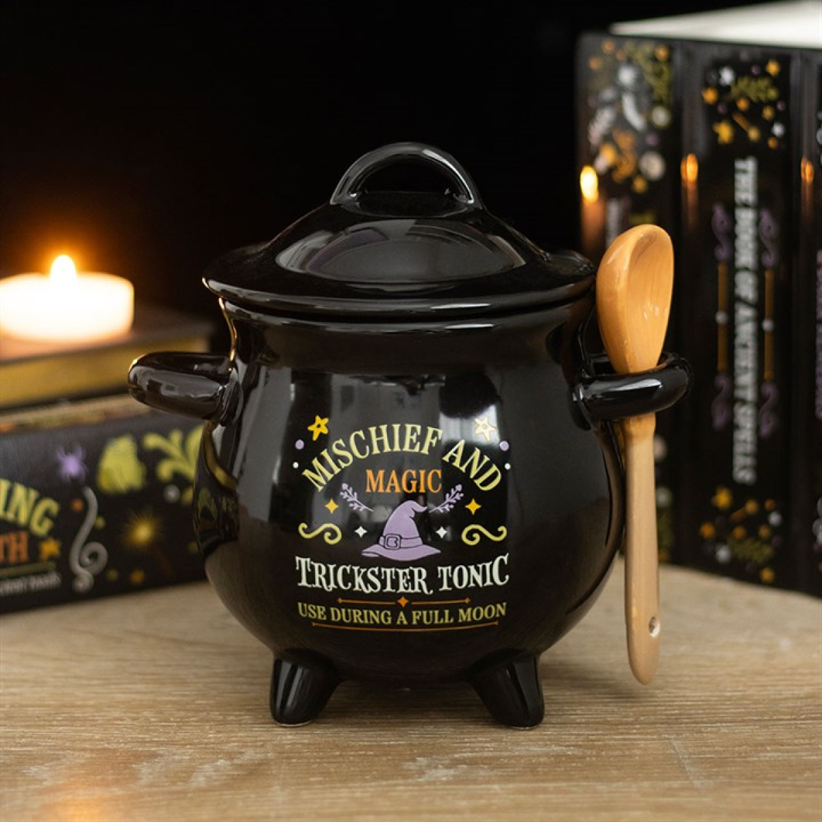 Mischief and Magic Cauldron Soup Bowl with Spoon